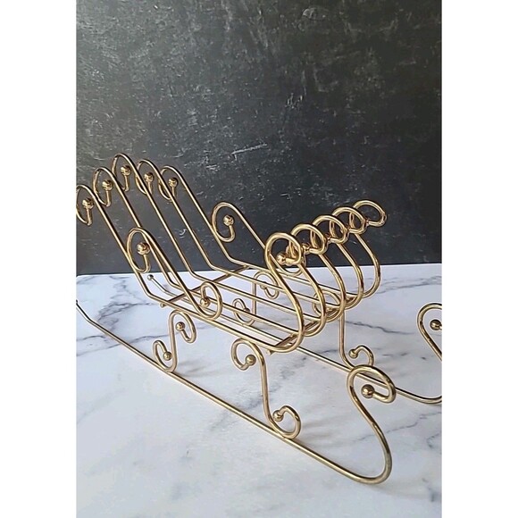 Brass Plated Santa Sleigh Vintage Christmas Decor - Picture 1 of 10